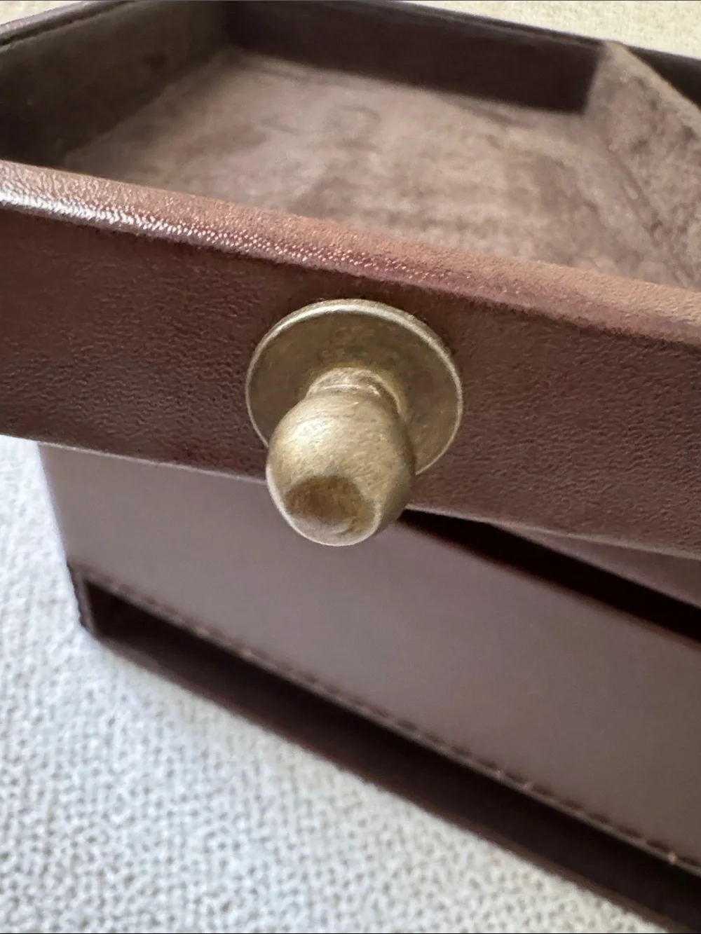 Pottery Barn Brown Leather Men’s Accessory Box with Brass Pulls